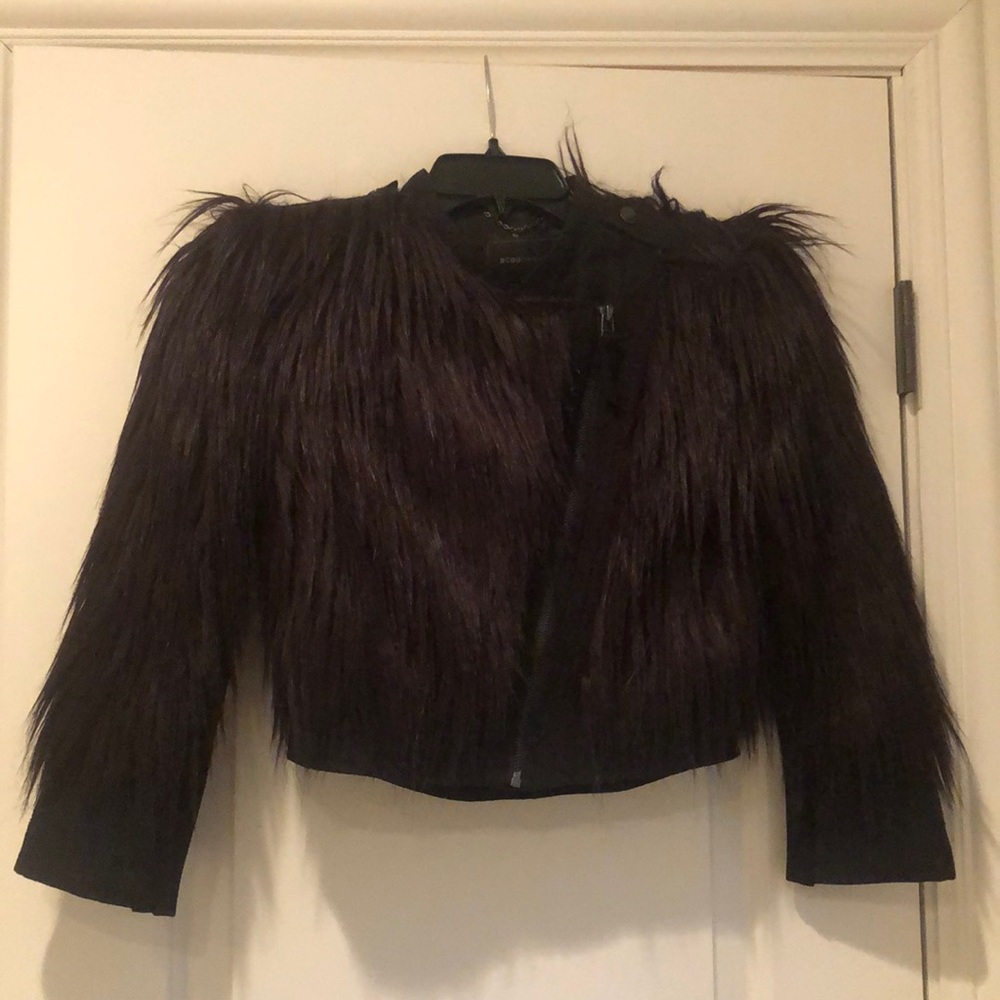 BCBG Awesome faux fur cropped jacket